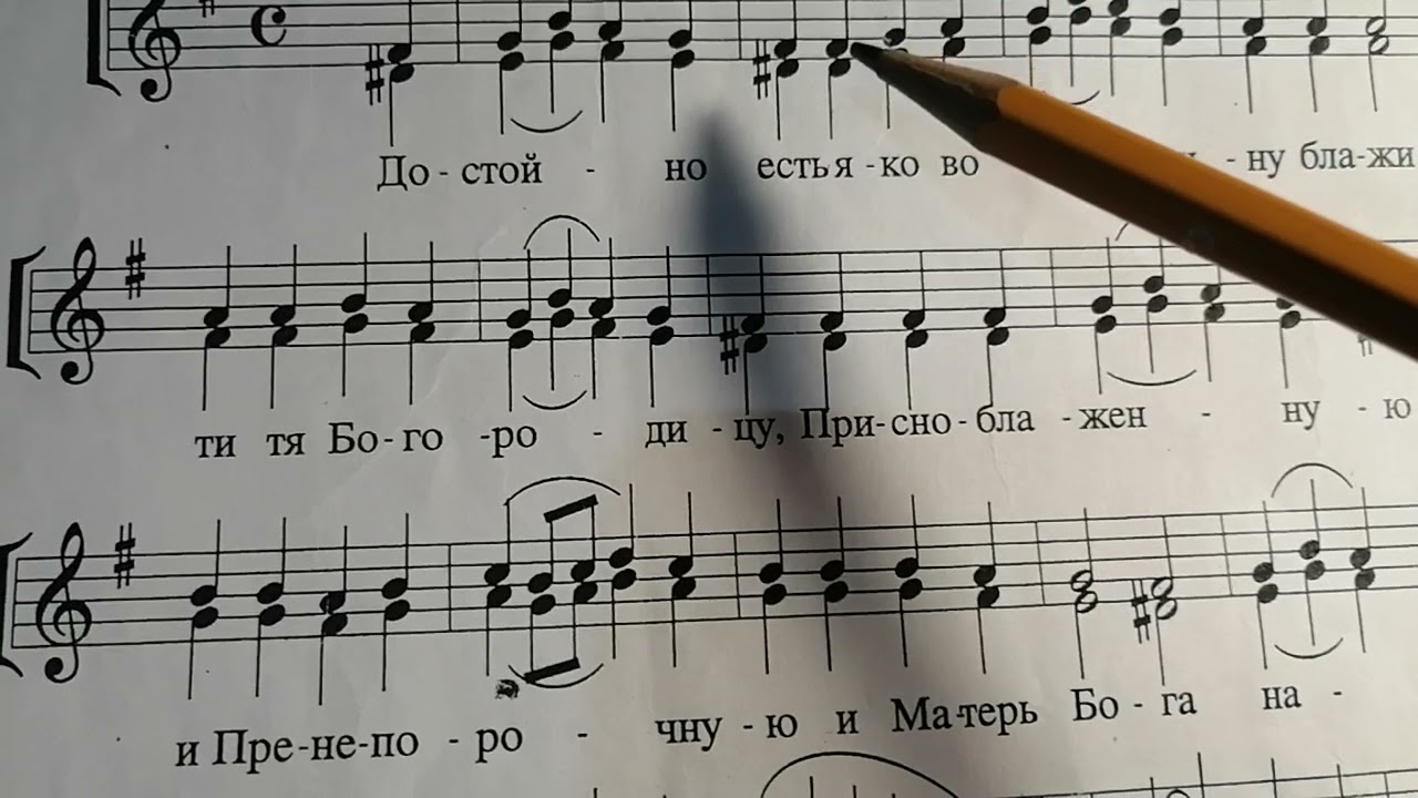 Сопрано и Альт .Достойно есть Киевский роспев.Нотный разбор.