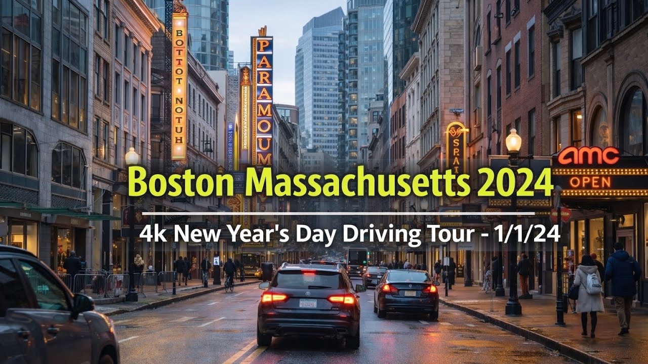 Boston Massachusetts 2024 | 4K New Year’s Day Driving Tour - 1/1/24