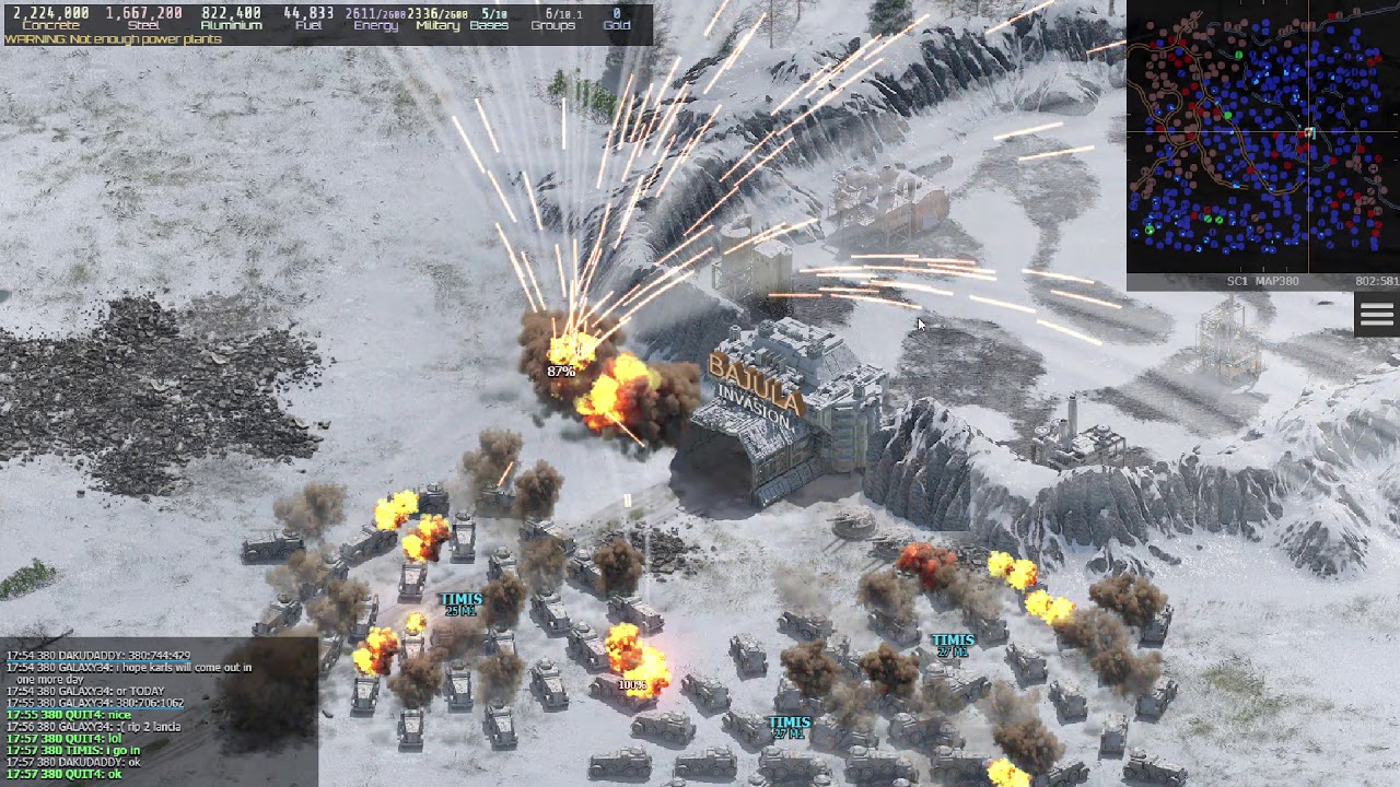 Strategy combat attack on a tank base with lvl 4 flaks
