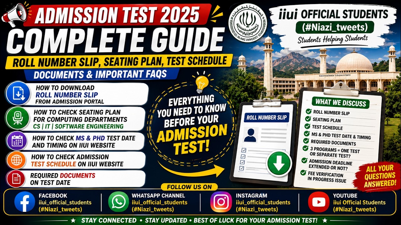 IIUI Admission Test 2026 Complete Guide | Roll No Slip, Seating Plan, Test Schedule, Documents & FAQ