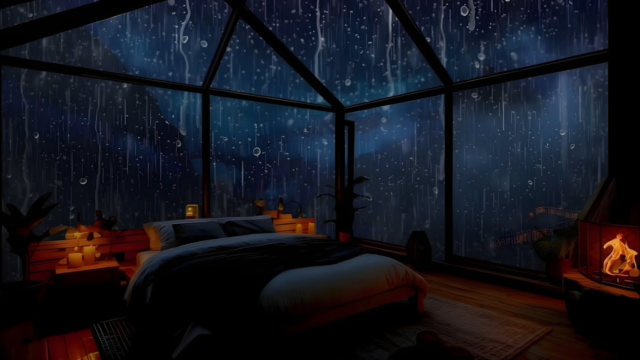 No Ads 🌙 Crackling Fire, Forest Rain & Night Window Rain | Fall Asleep Instantly