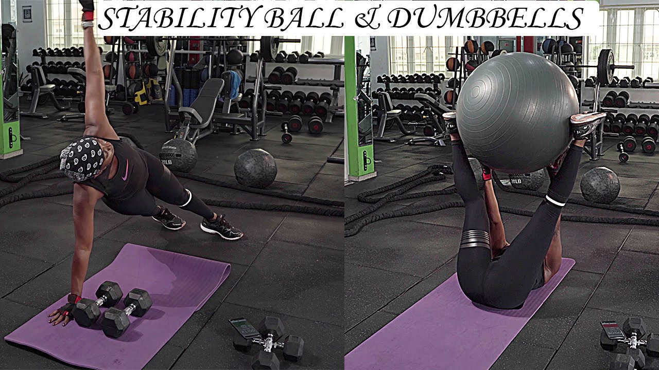 FULL BODY WORKOUT USING THE STABILITY BALL AND DUMBBELLS | Staying fit with Kate Henshaw