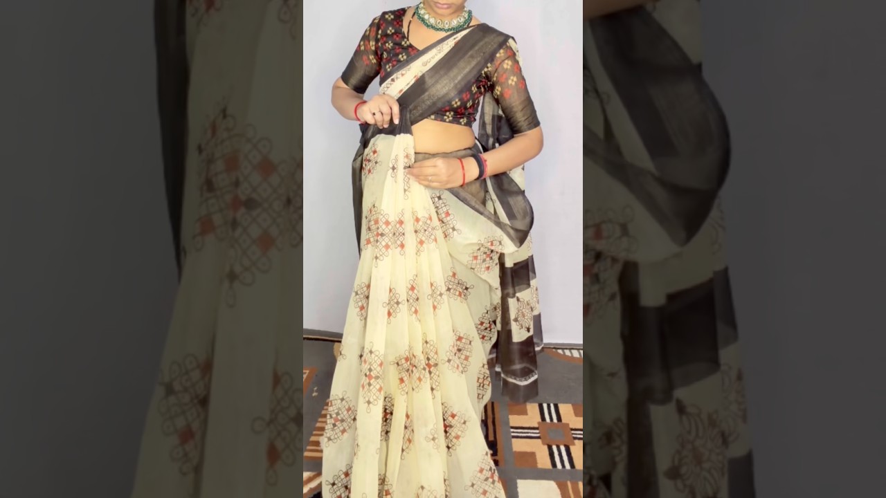 Attractive look in cotton saree draping tutorial/ perfect side pleats without any problems #saree