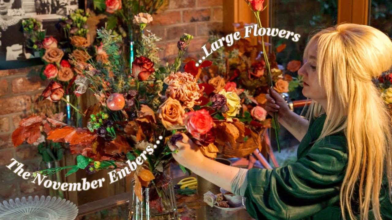 The November Embers Large Flowers • Autumn Floristry Tutorial #sustainablefloristry