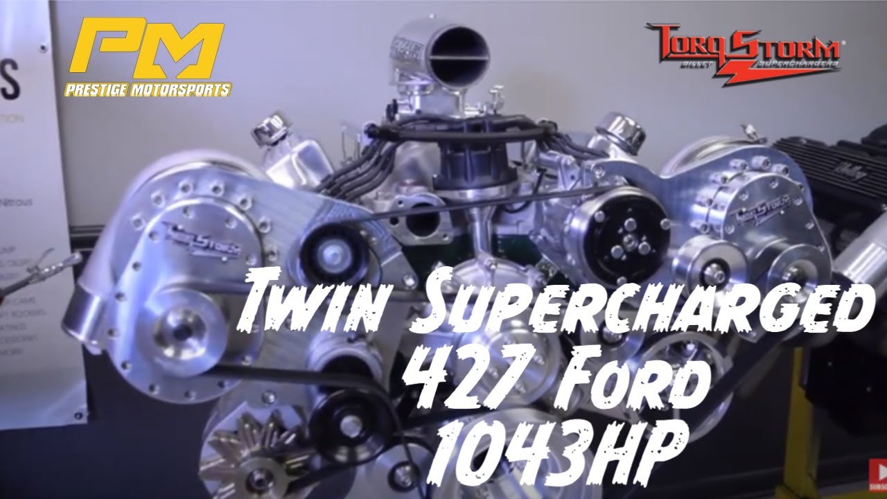 Sam's 1043HP Twin TorqStorm Supercharged 427 small block Ford on the Dyno at Prestige