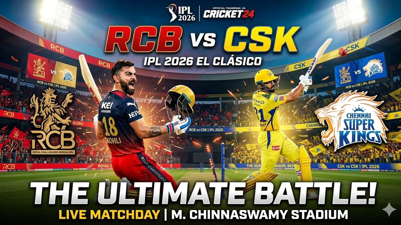 RCB vs CSK LIVE 🔴 | IPL 2026 Match | Cricket 24 Realistic Gameplay