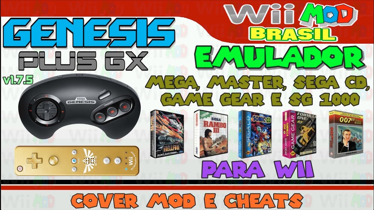 (222) Emulador Sega Genesis GX 1.7.5 Cover Mod Cheats Wii