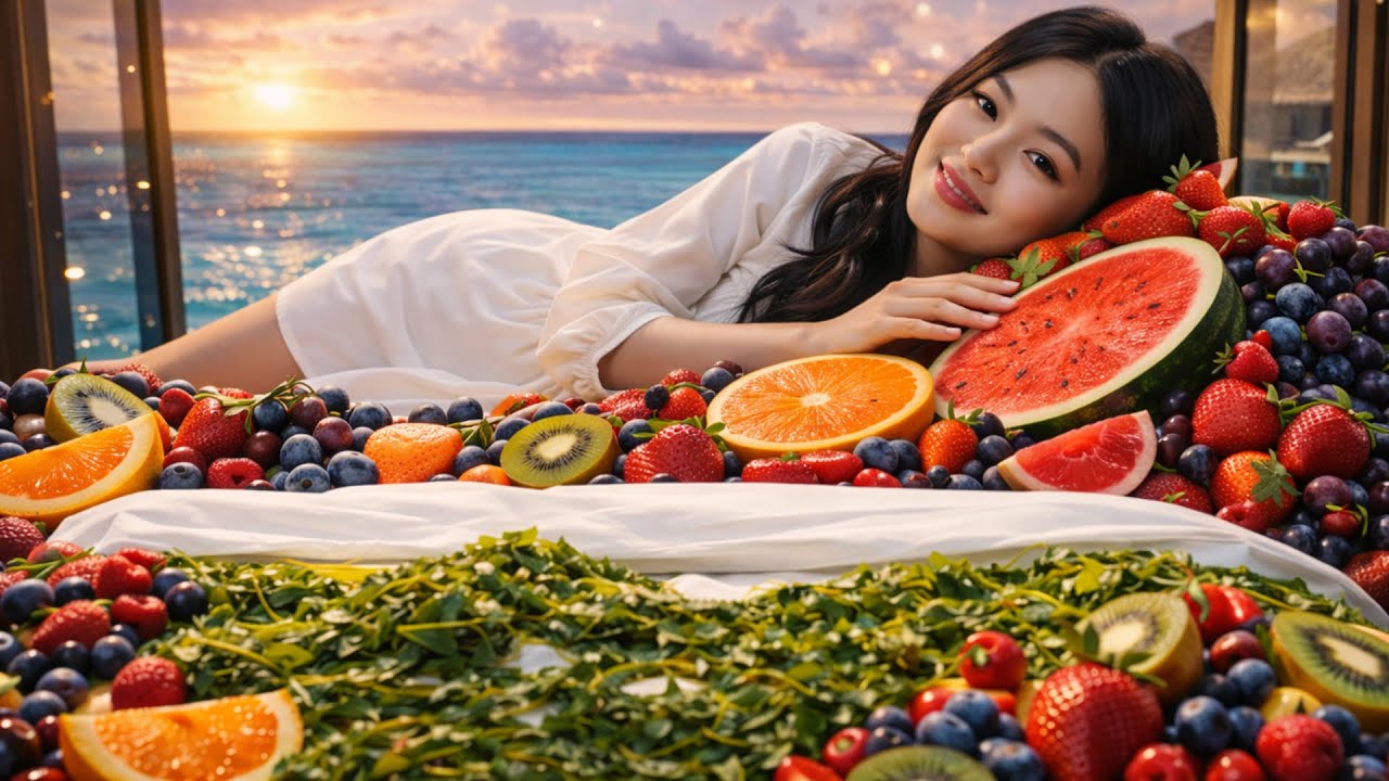 Which Fruit Bed Is the Most Relaxing? 🍓🍉 Oddly Satisfying AI ASMR