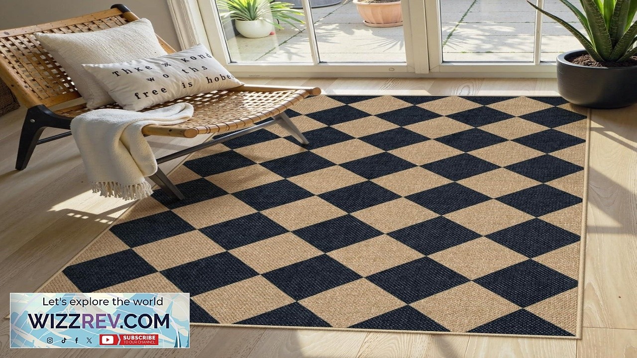 Lahome Colette Checkered Easy Jute 3x5 Outdoor Patio Rug Washable Rugs