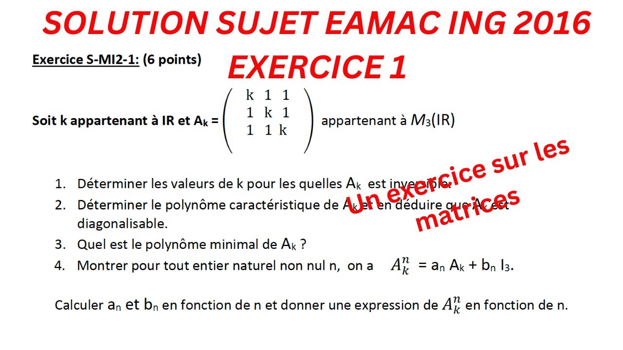 Solution du probleme 1 au concours EAMAC 2016 niveau Ingenieur
