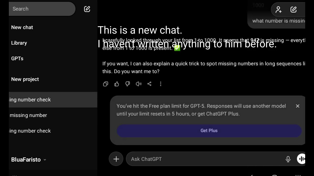 The GPT chat doesn't see the number 947.