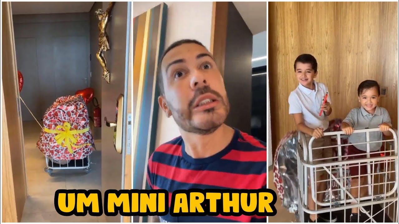 Arthuzinho leva seu irmão para conhecer Carlinhos Maia