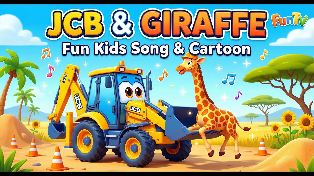 JCB vs Giraffe Song! 🦒🚜 | Fun Construction Vehicles & Animal Songs for Kids