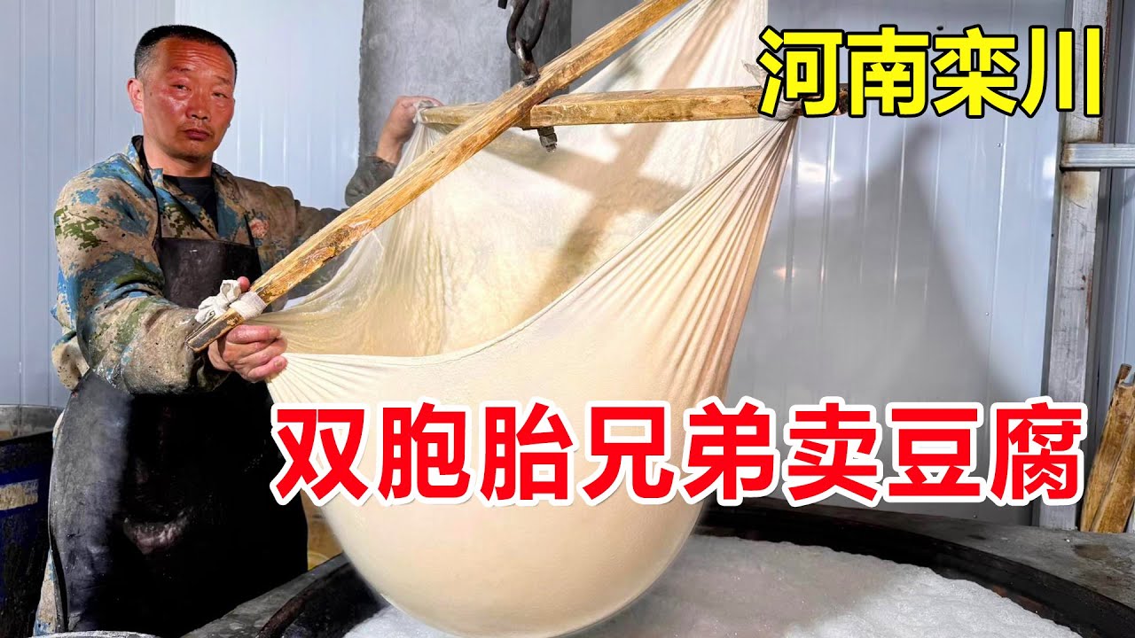 河南栾川大山深处，双胞胎兄弟20年做酸浆豆腐，卖3元一斤出摊就排队 #麦总去哪吃