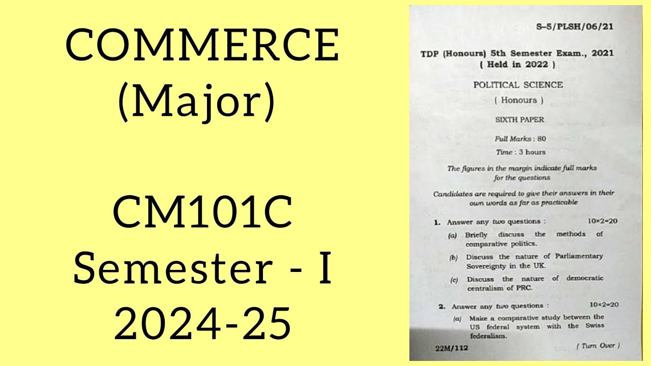 Commerce (Major) CM101C 1st Semester 2024-25 Tripura University Question Paper 