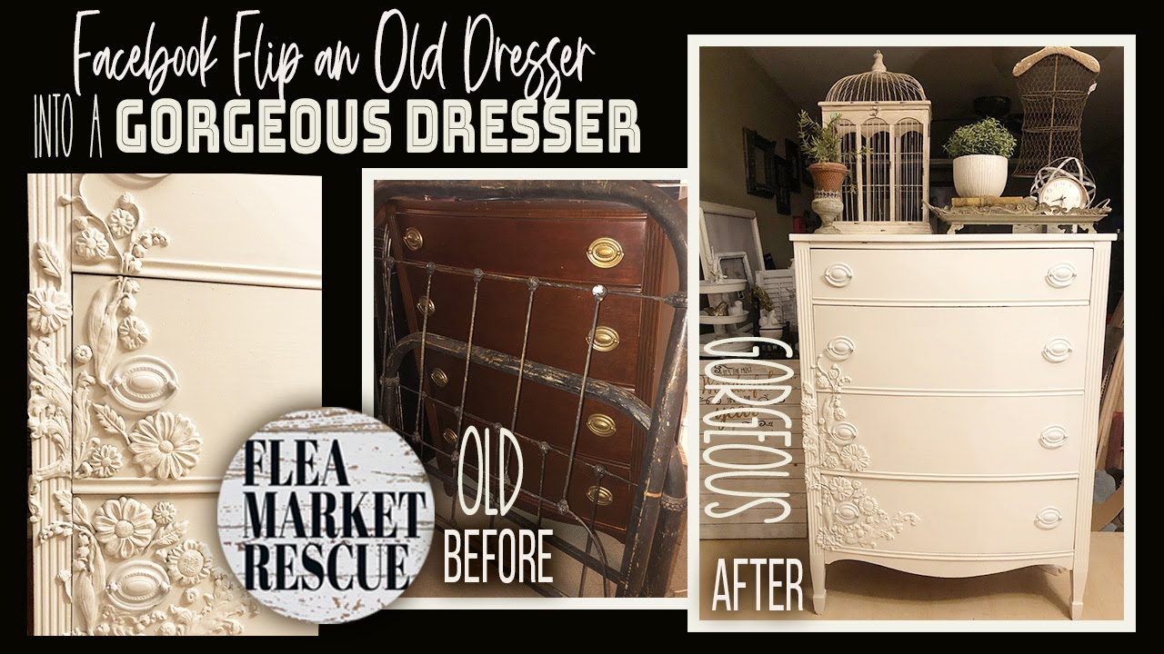 FACEBOOK FURNITURE FLIP-DRESSER MAKEOVER-USING IOD MOULDS FOR FURNITURE-HOW TO UPCYCLE A DRESSER