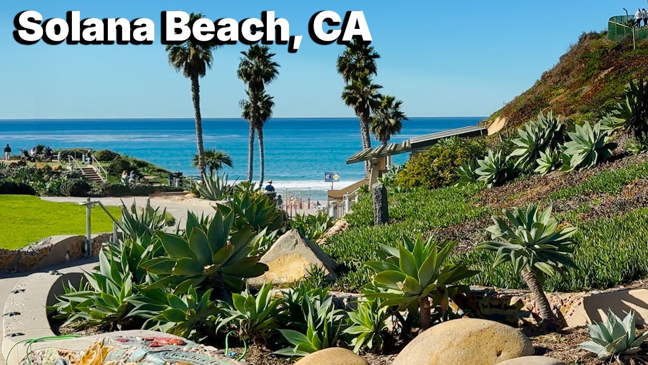 [4k] Solana Beach,CA Walk | Cedros Design District, Hwy 101 & Coastal Streets to Fletcher Cove Beach