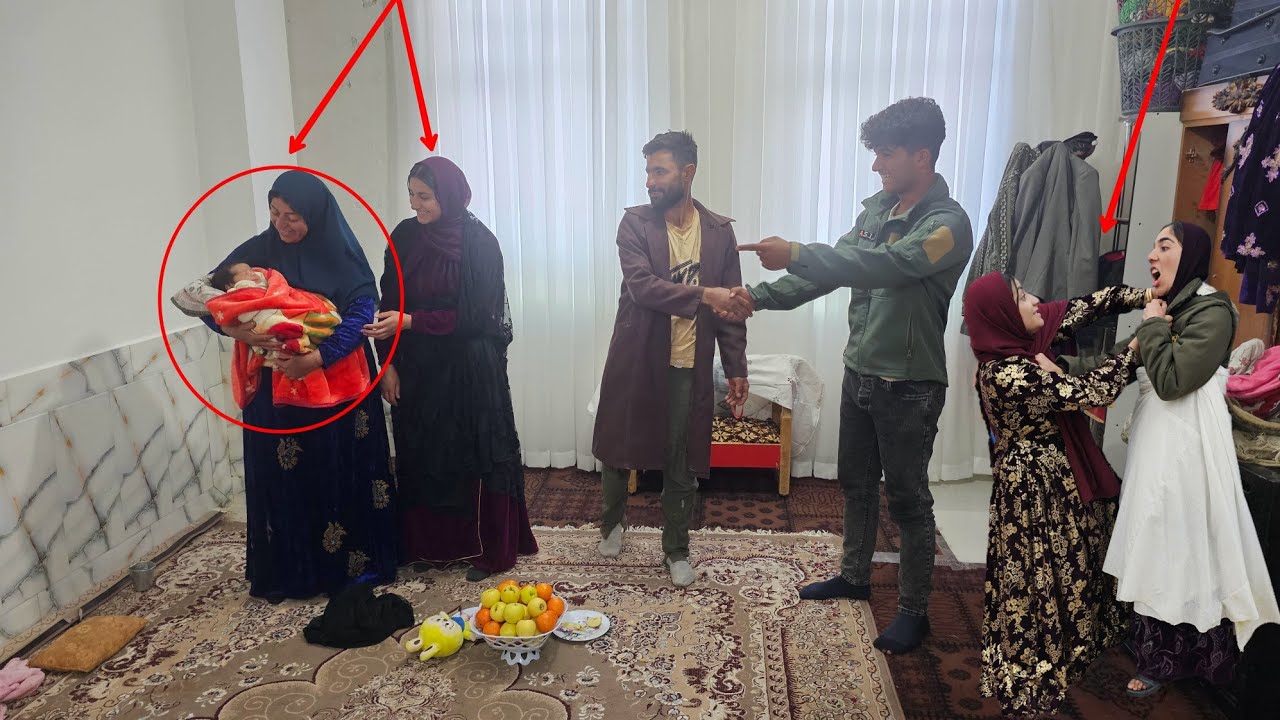 Pari's family meets with Professor Bana: Mahan and Leila congratulate the professor on the birth of