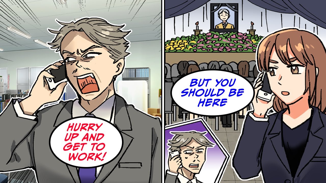 I got a phone call from my boss at my grandfather's funeral telling me not to take leave [Manga Dub]