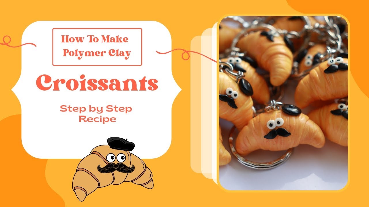 Polymer clay French Croissant, tutorial for beginners