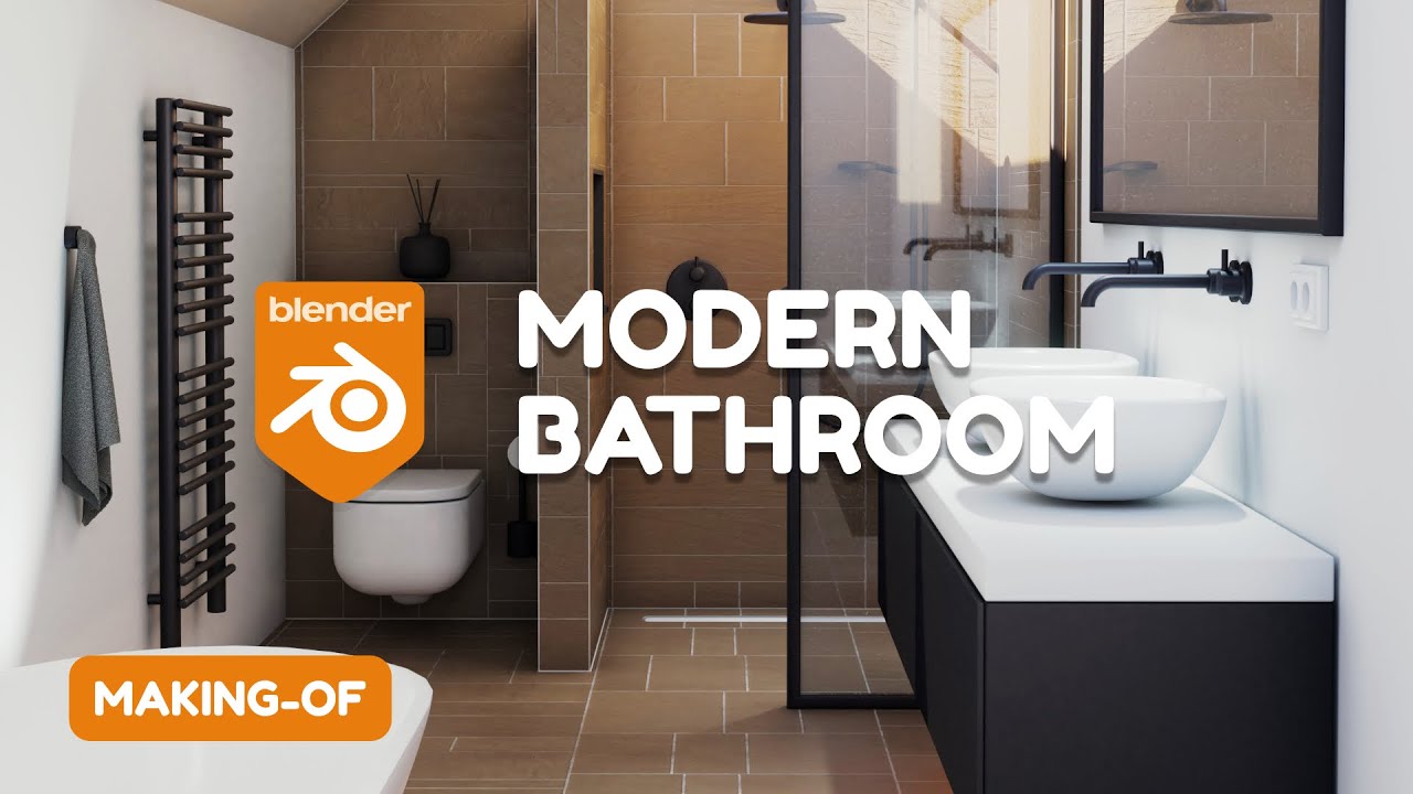 Modern Bathroom in Blender 2.90 - 3D Modeling Timelapse