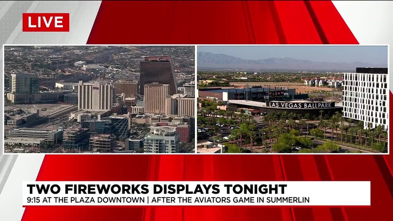 Two fireworks displays in Las Vegas on Friday