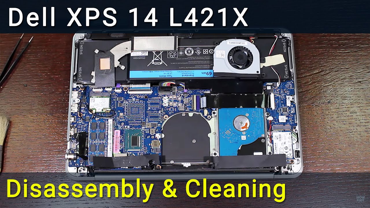 Dell XPS 14 L421X Разборка, чистка вентилятора от пыли и замена термопасты