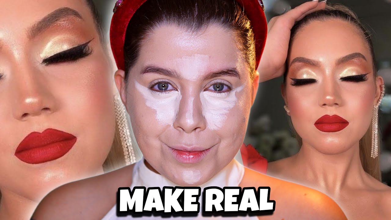 Make CLÁSSICA de Natal DOURADO e BATOM VERMELHO #JehTodoDia18 