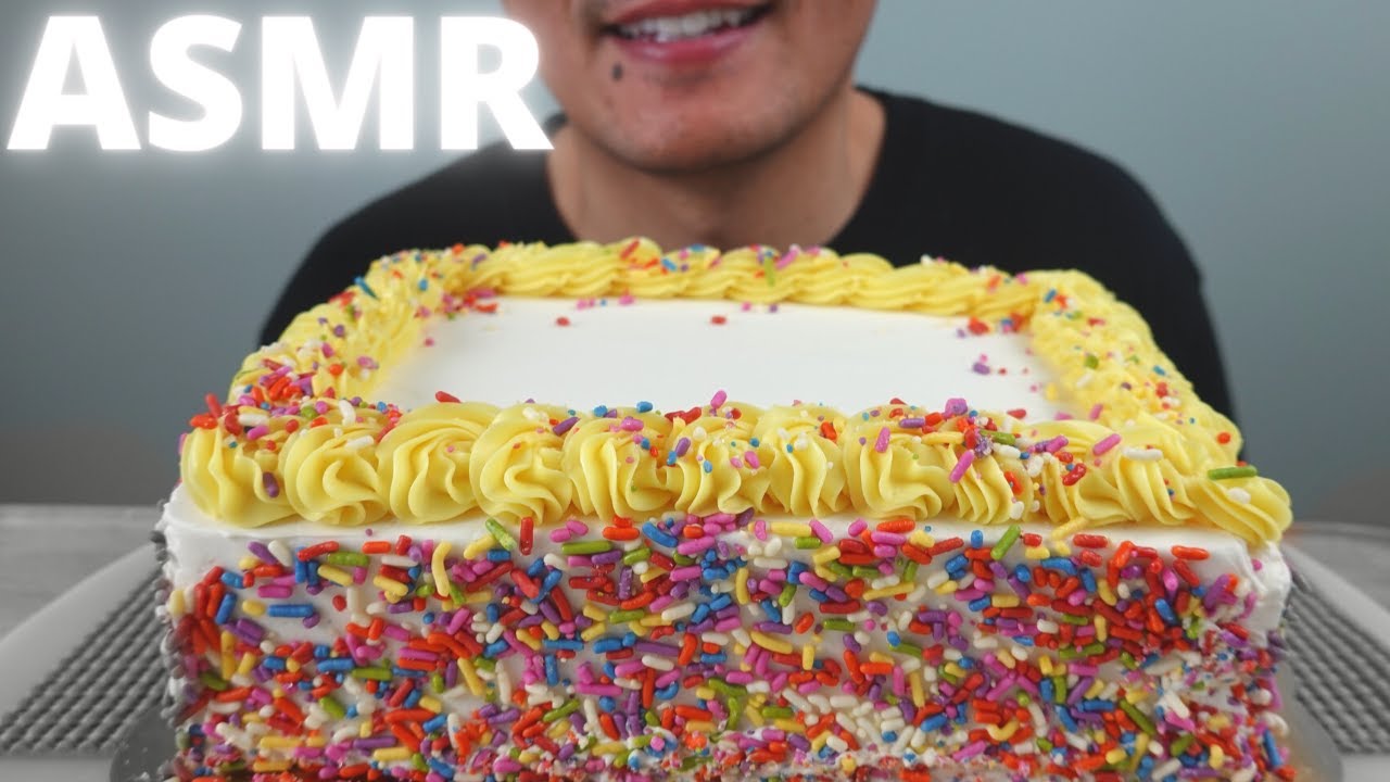ASMR | Whole Foods Half Sheet Cake ~ Vanilla + Sprinkles | The Hangry Mole