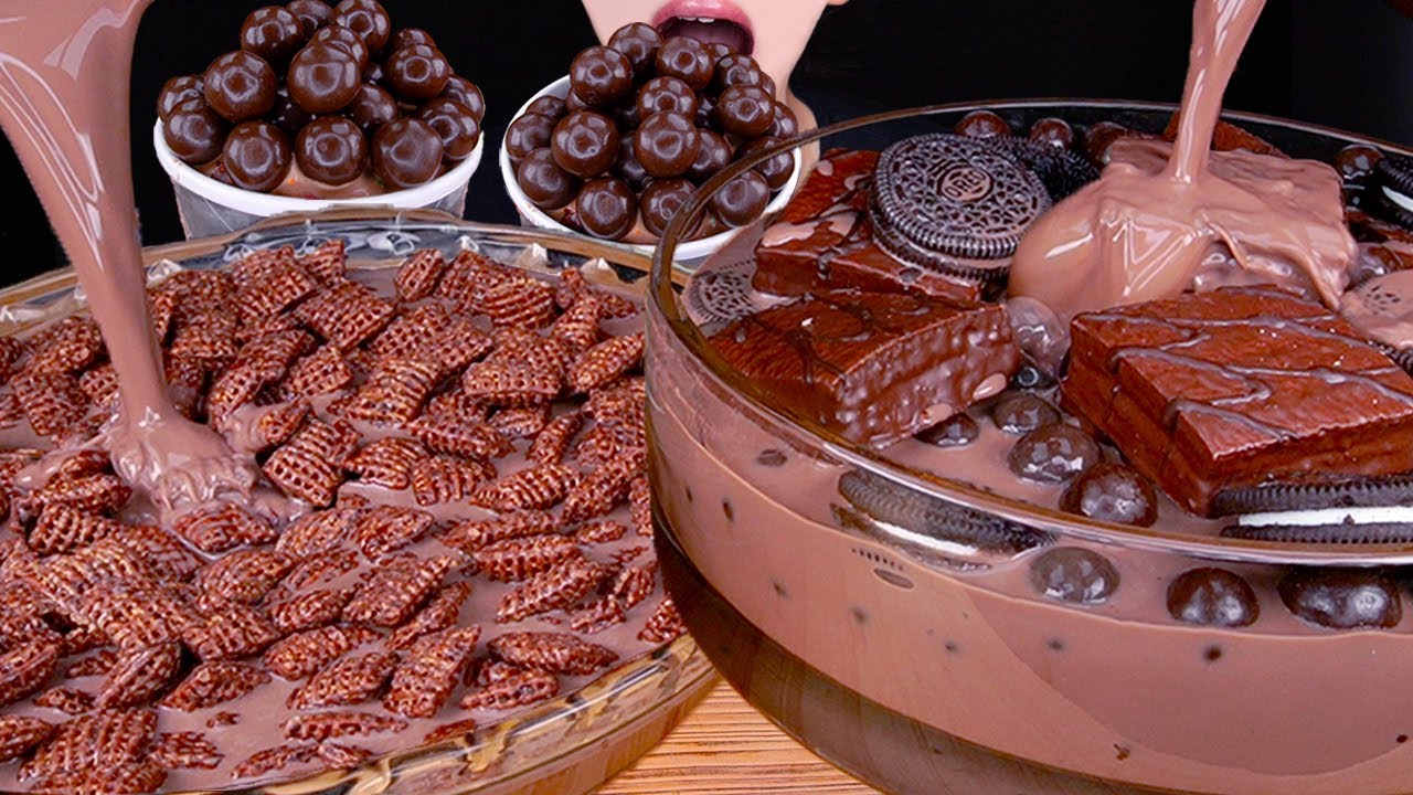 ASMR MALTESERS CHOCOLATE MILK MAGNUM ICE CREAM OREO NUTELLA DESSERT MUKBANG몰티져스 먹방 咀嚼音 EATING SOUNDS