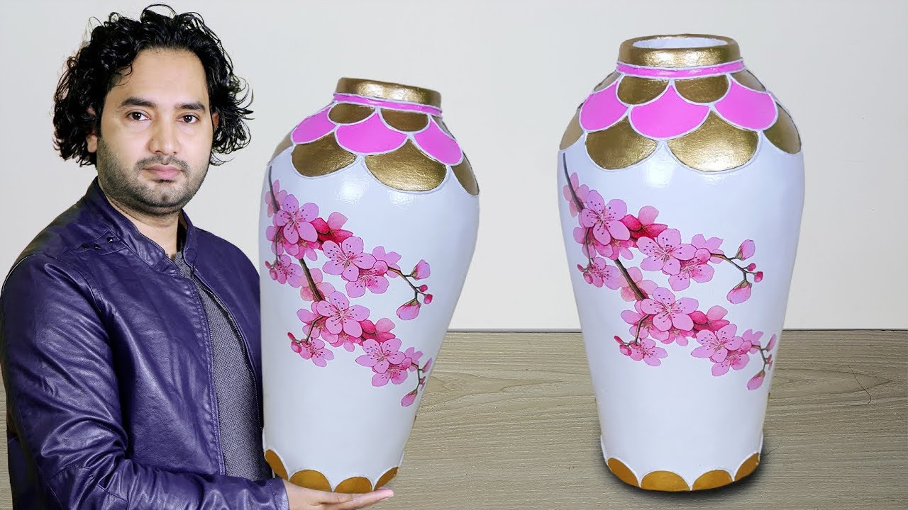 Big Size Paper Flower vase // Cement Flower vase // Corner flower vase