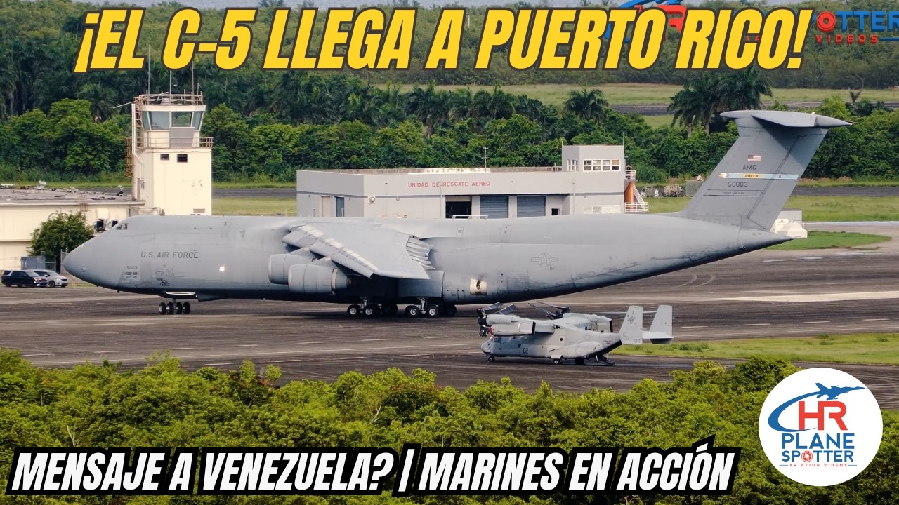 C-5M Galaxy с базы ВВС Довер прибывает в Сейбу, Пуэрто-Рико с грузом для морской пехоты 🇺🇸
