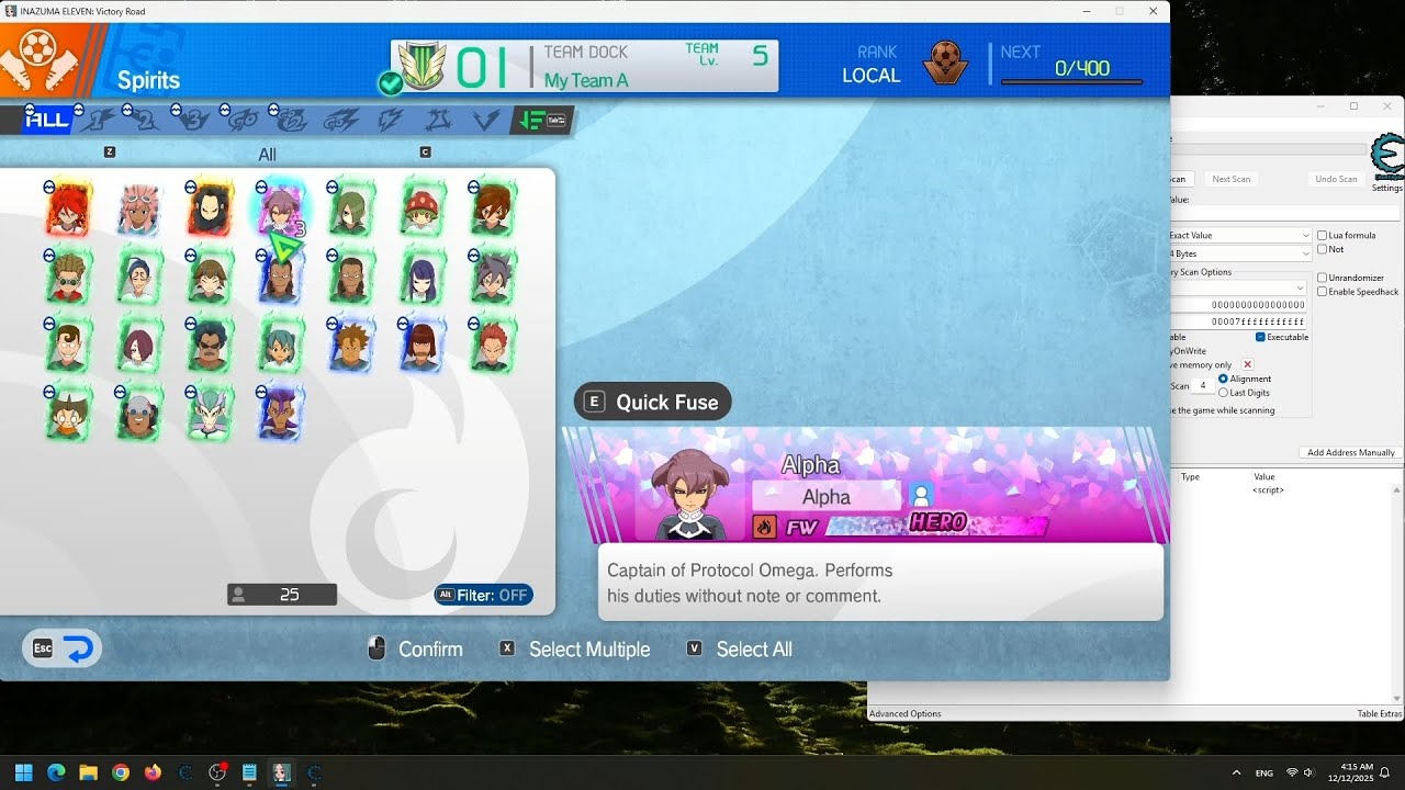 Inazuma Eleven Victory Road - Cheat Add Hero Spirit