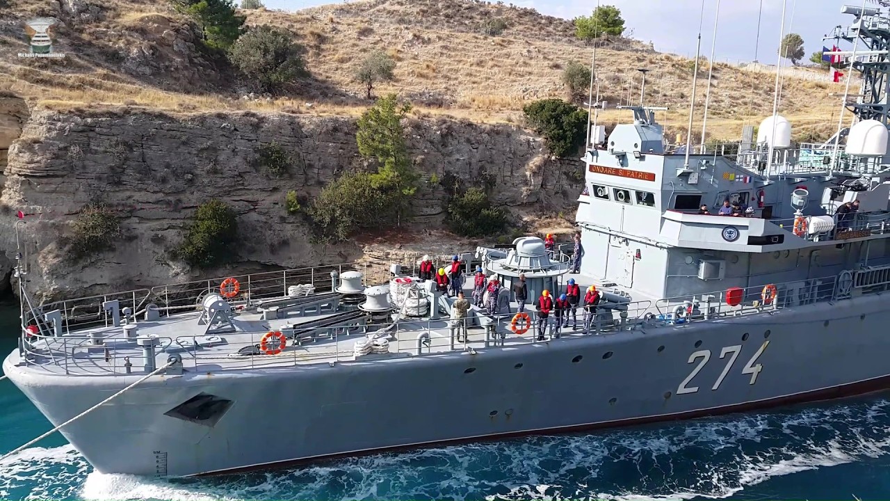 4 πολεμικά πλοία, το ένα Τούρκικο, διαπλέουν τη Διώρυγα της Κορίνθου