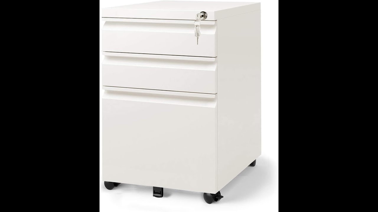 DEVAISE 3 Drawer Mobile File Cabinet with Lock, Fully Assembled Except Casters, Letter / Review
