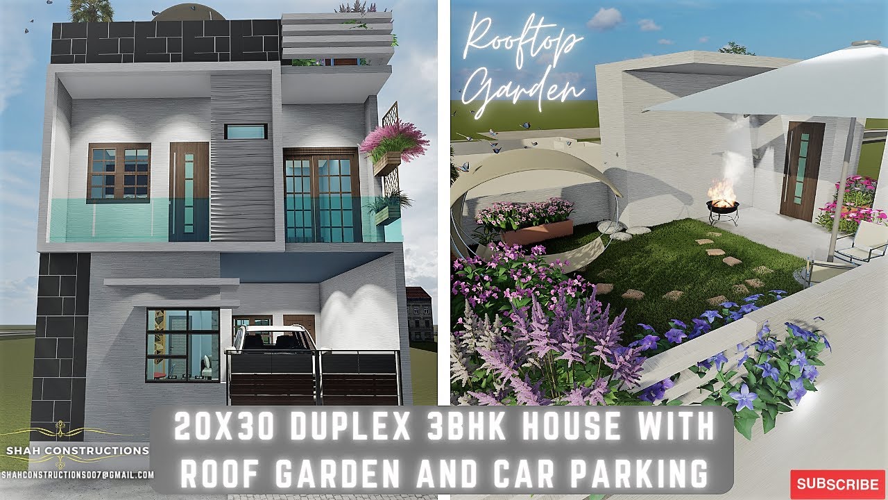 20X30  Duplex House plan 3BHK || Car Parking || Roof Garden || East Facing ||600 Sqft Ghar ka naksha