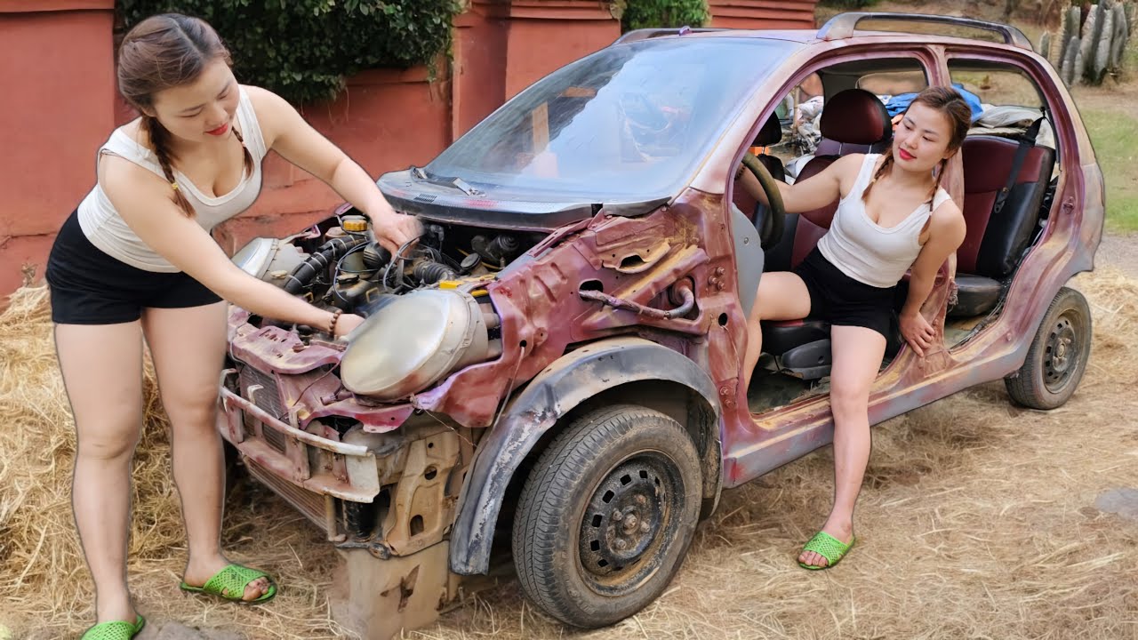 Timelapse :The entire 10-day process of the girl repairing and restoring the entire old car