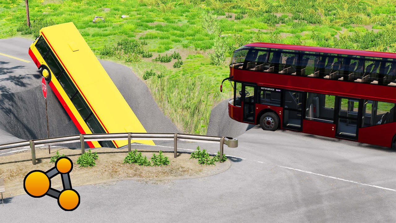 Cars vs Giant Pit #26 – Passenger Bus Crash Test at Full Speed! | BeamNG.Drive