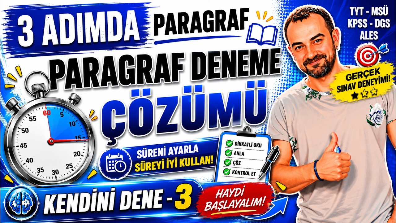 📌 75) Paragraf Deneme Çözümü (Kendini Dene - 3) | 3 Adımda Paragraf (Finale Bir Adım Kala)