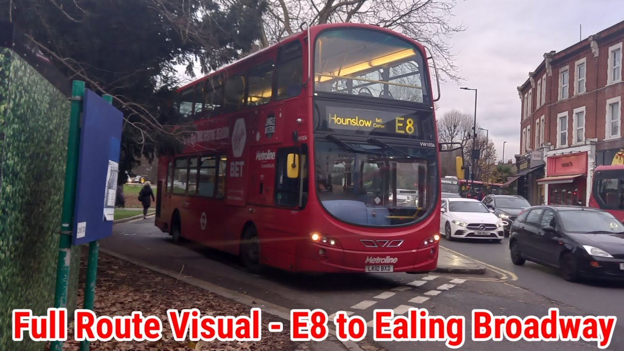 Full Route Visual | London Bus Route E8 - Hounslow Bell Corner to Ealing Broadway | (VW1036) LK10BXD