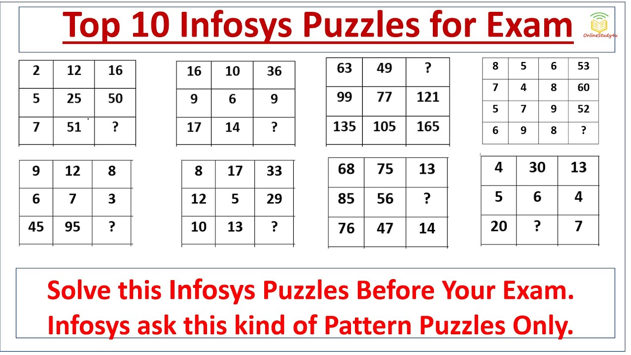 Infosys : Top 10 Puzzles repeated Everytime in Infosys | Infosys asks this kind of puzzle only