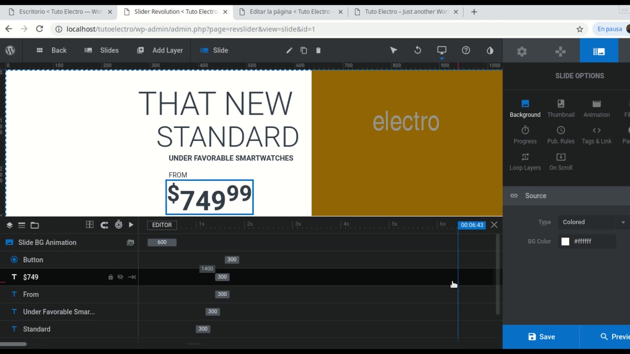 Tema Electro. Personalización del Módulo de Slider. WordPress