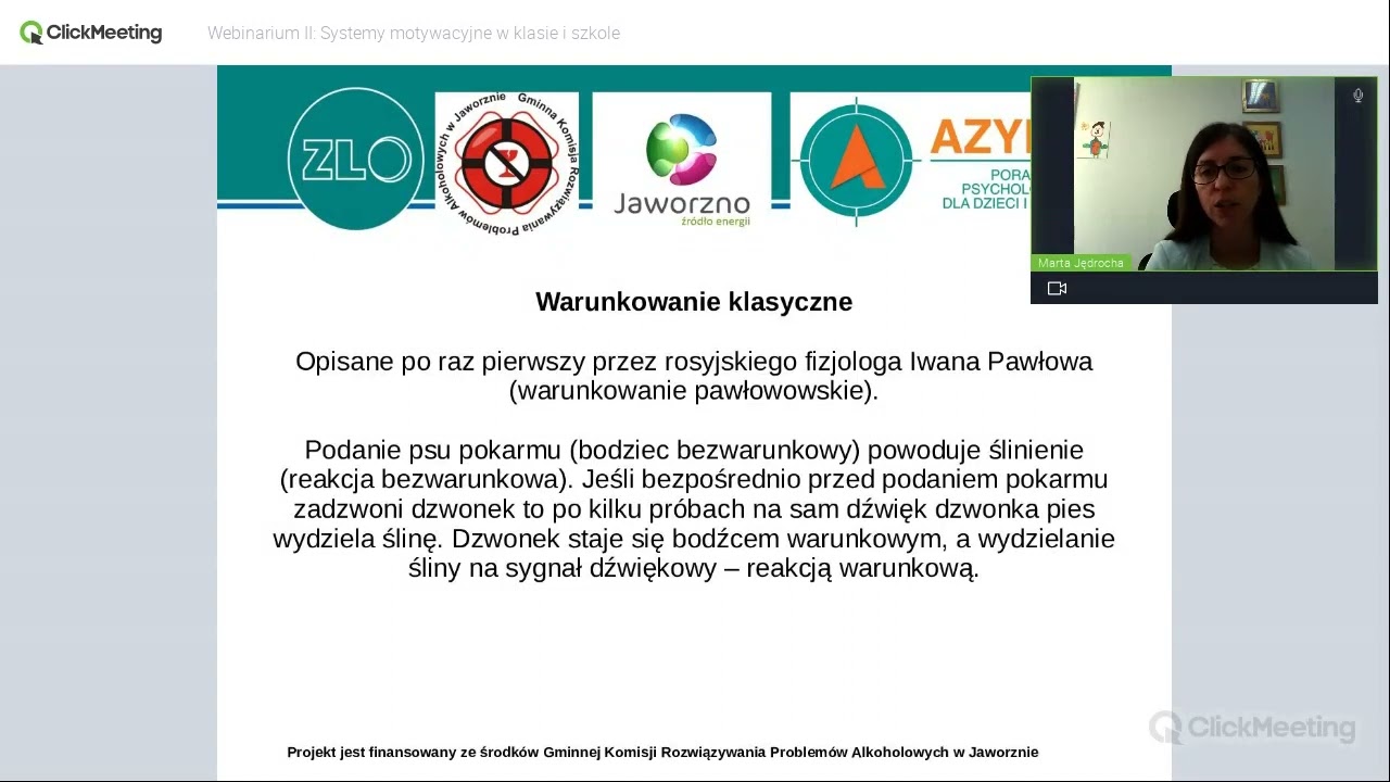 Webinarium II: Systemy motywacyjne w klasie i szkole
