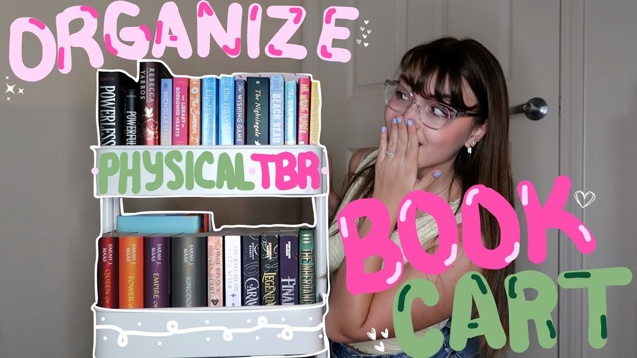organize my book cart with me + my physical tbr 📚💛✨