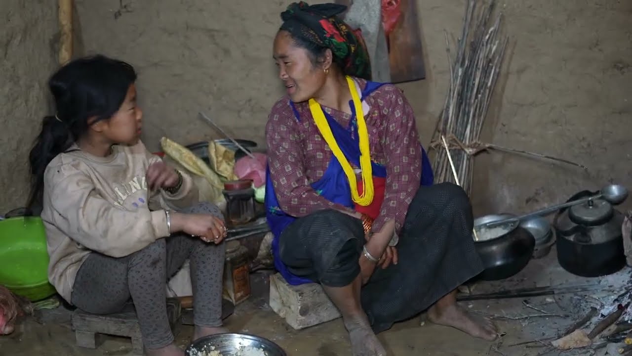 How to cook local meat and eat within traditional kitchen ? Village life