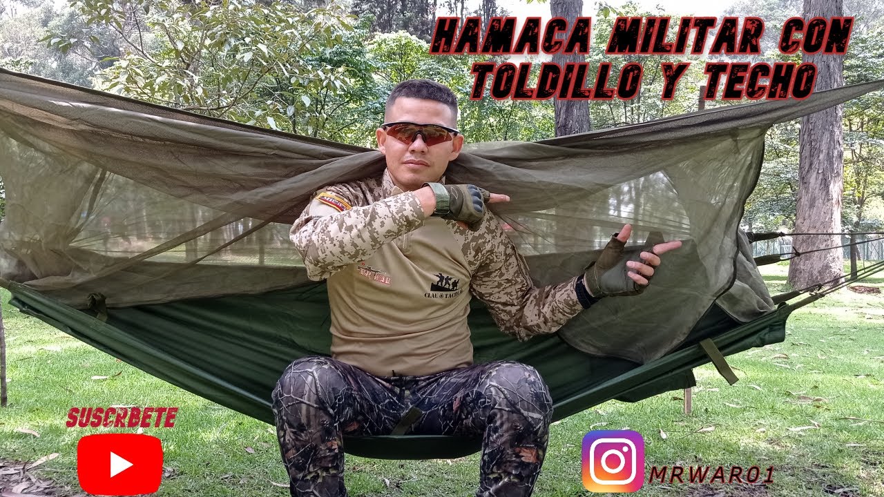 HAMACA MILITAR CON TECHO Y TOLDILLO