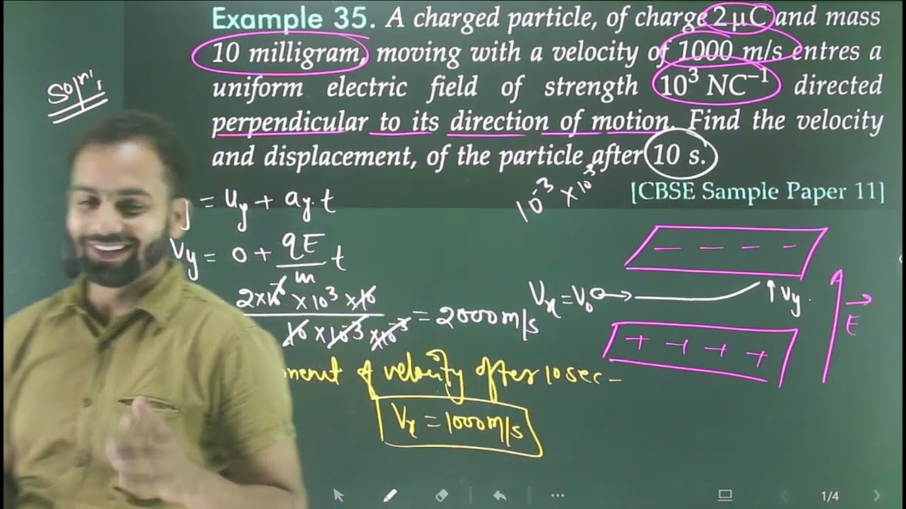 Ex-35 Electric charges and field/a charge particle of charge 2micro c and mass 20 milligrams moving