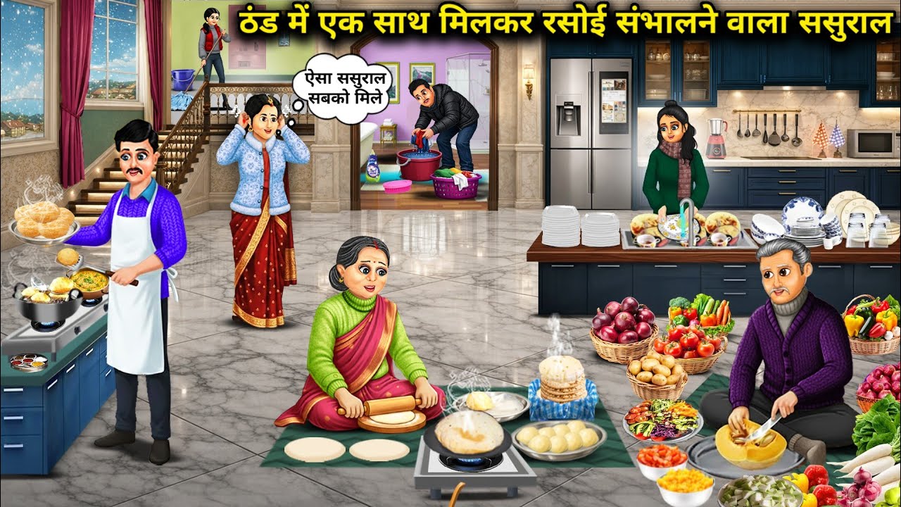 ठंड में एक साथ मिलकर रसोई संभालने वाला ससुराल । In-laws Who Cook Together In The Cold