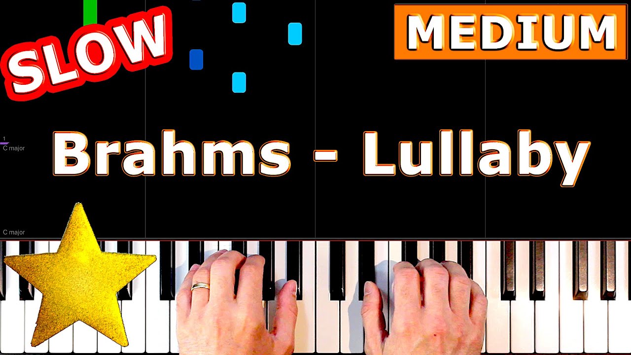 ✅ Brahms - Lullaby - SLOW MEDIUM Piano Tutorial