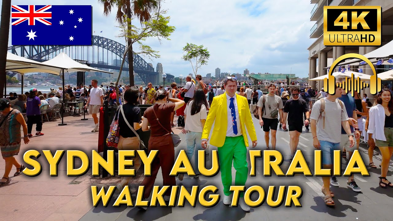 WALKING TOUR SYDNEY AUSTRALIA |  Crowds at Australia Day Celebrations | 4KUHD | Binaural 🎧